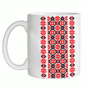 Прикольные кружки: украинские орнаменты красно-черные